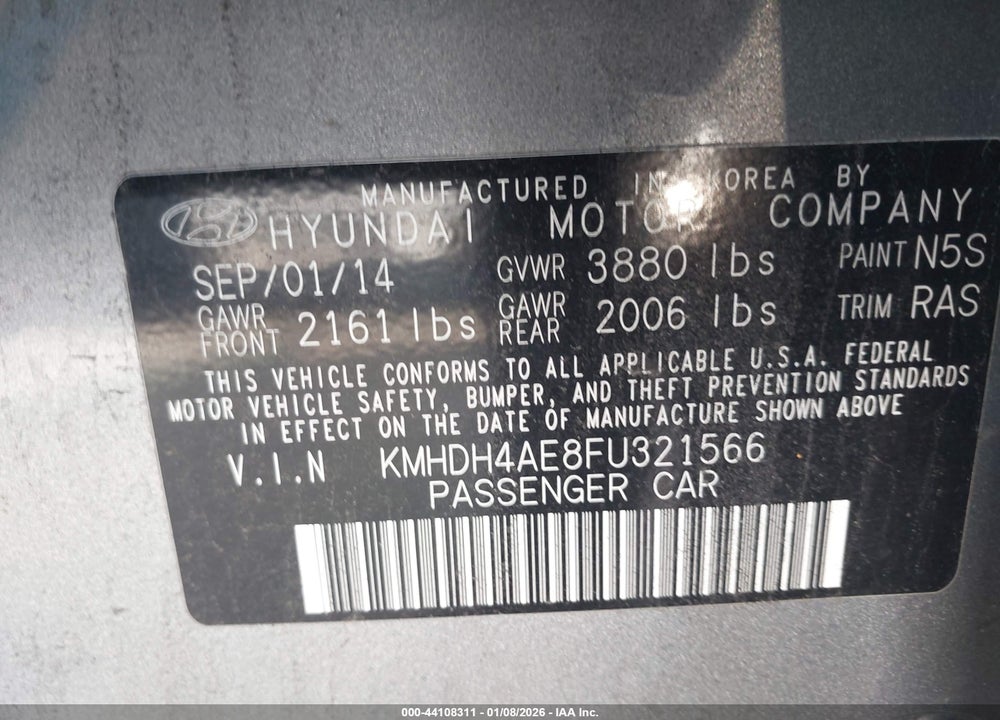 2015 HYUNDAI ELANTRA SE VIN: KMHDH4AE8FU321566