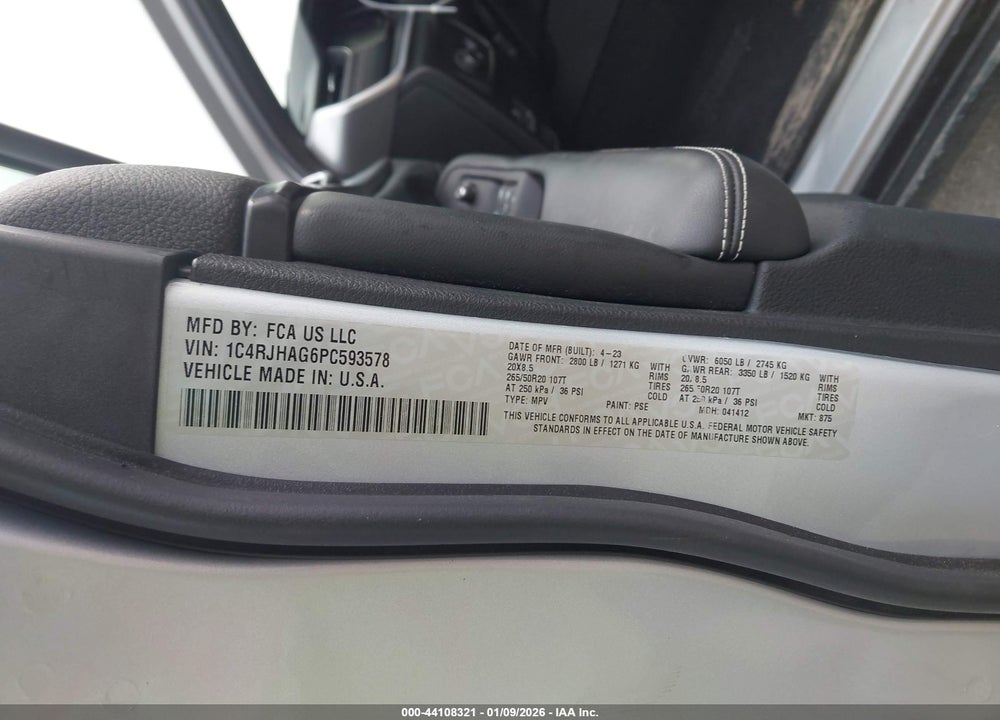2023 JEEP GRAND CHEROKEE ALTITUDE 4X4 VIN: 1C4RJHAG6PC593578