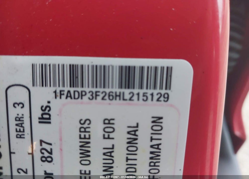 2017 FORD FOCUS SE VIN: 1FADP3F26HL215129