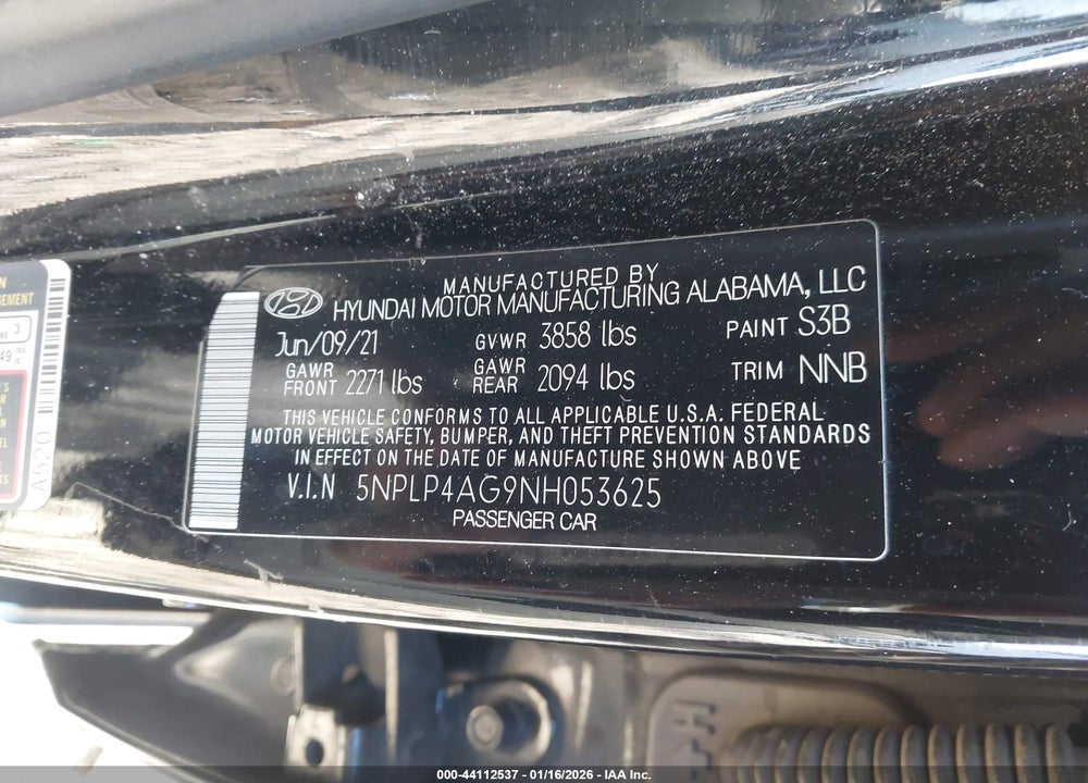 2022 HYUNDAI ELANTRA LIMITED VIN: 5NPLP4AG9NH053625