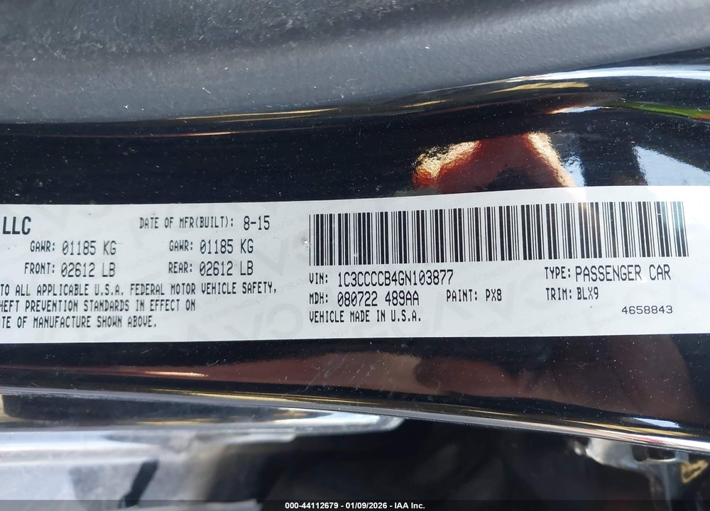 2016 CHRYSLER 200 C VIN: 1C3CCCCB4GN103877