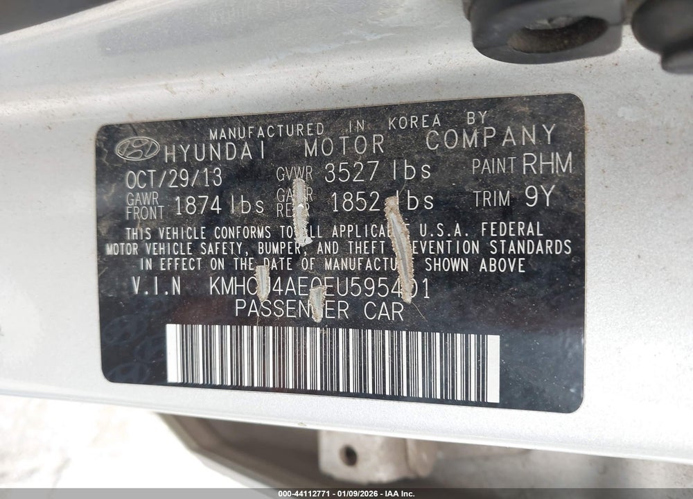 2014 HYUNDAI ACCENT GLS VIN: KMHCU4AE0EU595401