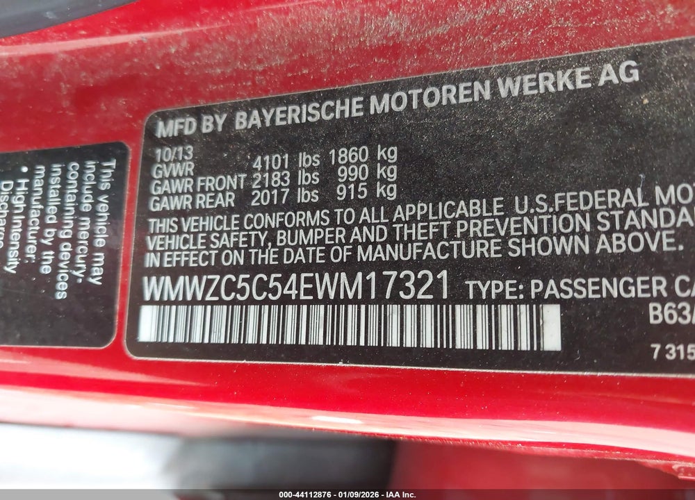 2014 MINI COUNTRYMAN COOPER S VIN: WMWZC5C54EWM17321