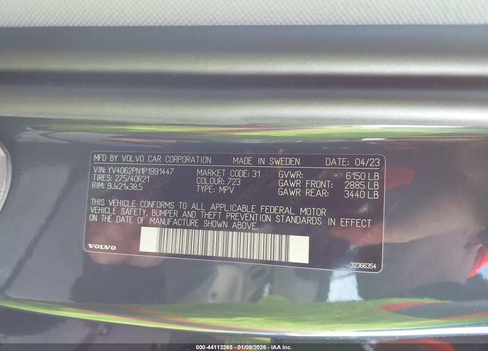 2023 VOLVO XC90 B6 PLUS 7-SEATER VIN: YV4062PN1P1991447