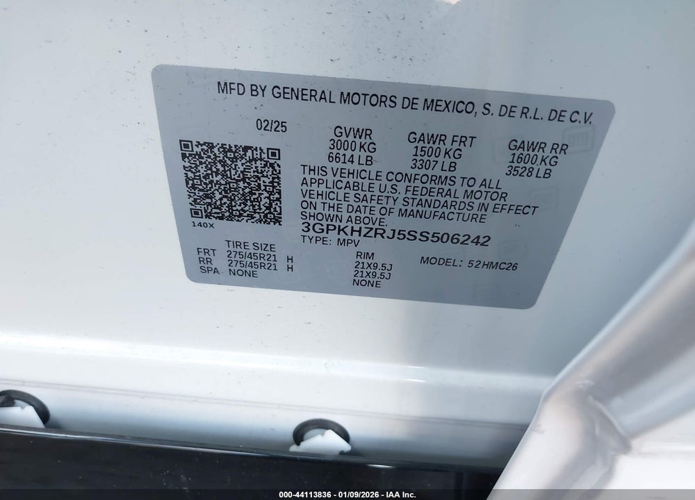 2025 HONDA PROLOGUE ELITE VIN: 3GPKHZRJ5SS506242
