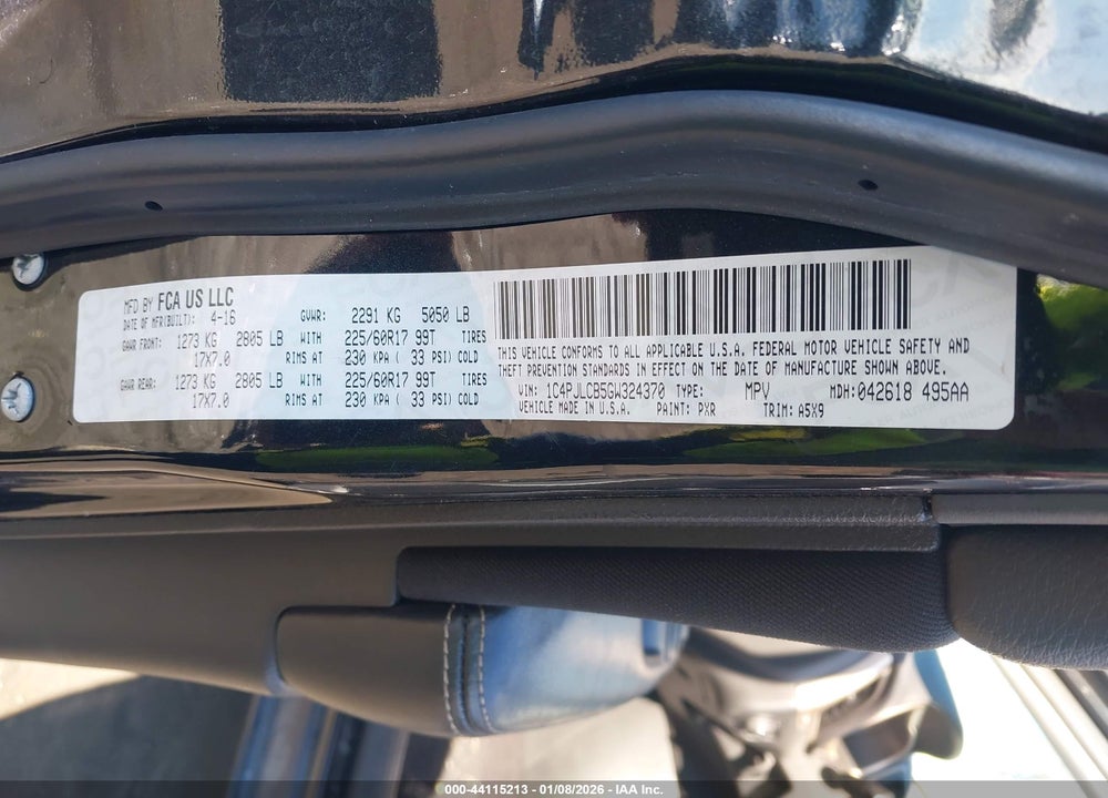 2016 JEEP CHEROKEE LATITUDE VIN: 1C4PJLCB5GW324370