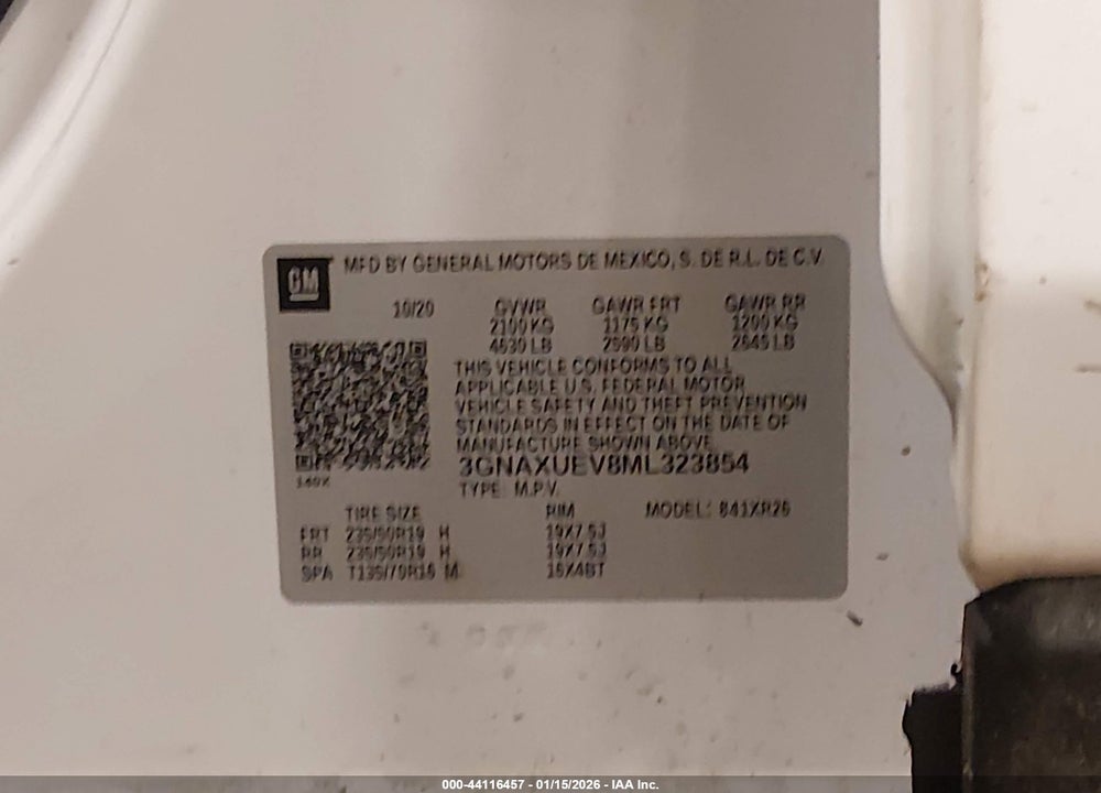 2021 CHEVROLET EQUINOX AWD LT VIN: 3GNAXUEV8ML323854