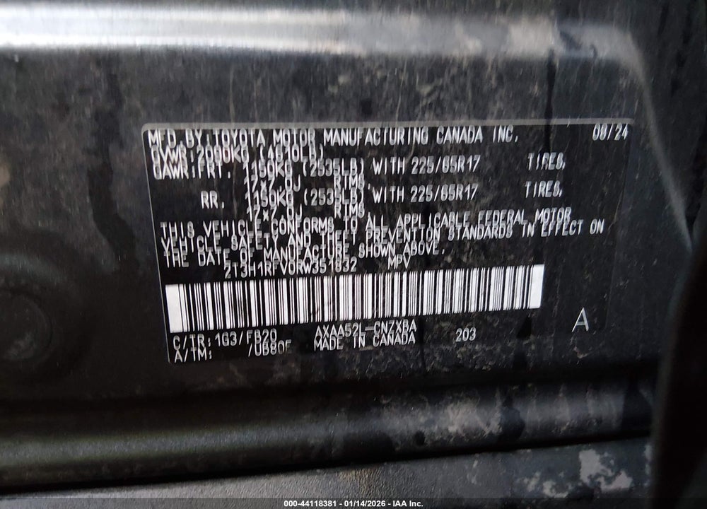 2024 TOYOTA RAV4 LE VIN: 2T3H1RFV0RW351832