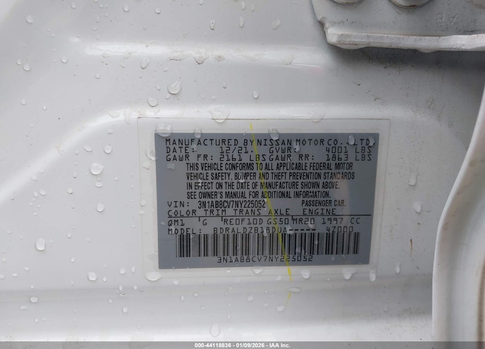 2022 NISSAN SENTRA SV XTRONIC CVT VIN: 3N1AB8CV7NY225052