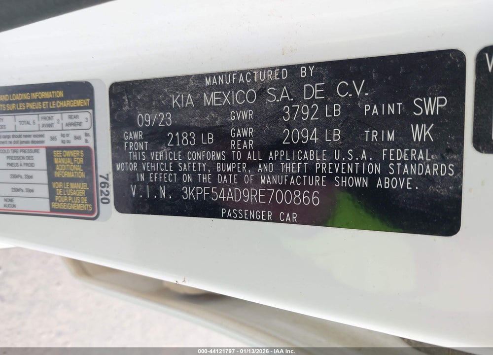 2024 KIA FORTE GT-LINE VIN: 3KPF54AD9RE700866