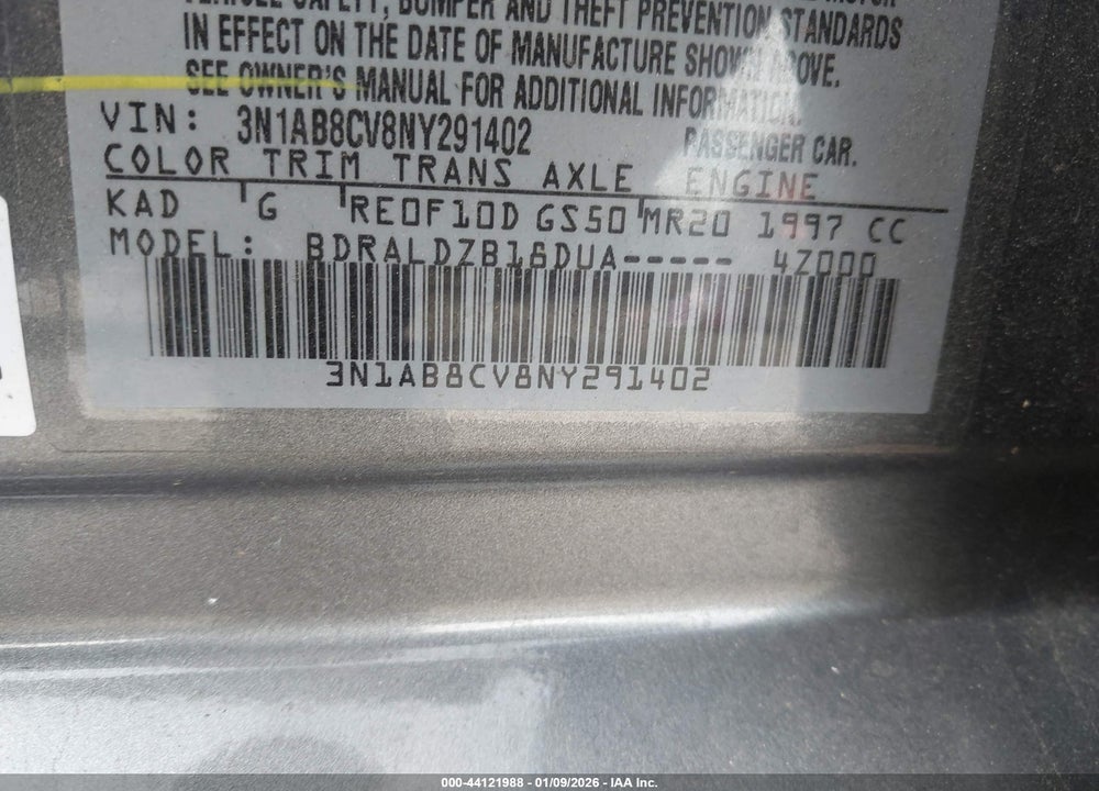 2022 NISSAN SENTRA SV XTRONIC CVT VIN: 3N1AB8CV8NY291402