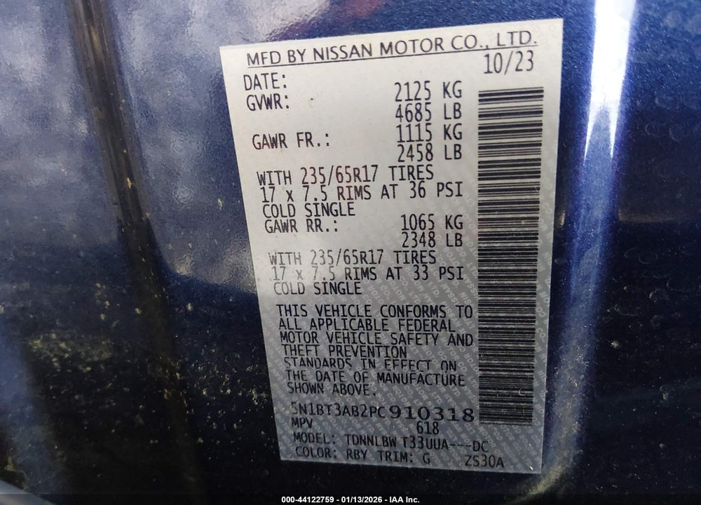 2023 NISSAN ROGUE S INTELLIGENT AWD VIN: 5N1BT3AB2PC910318