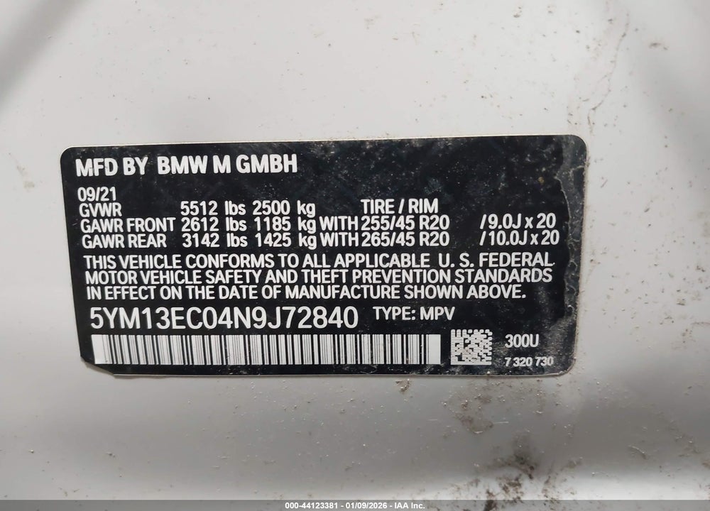 2022 BMW X3 M VIN: 5YM13EC04N9J72840