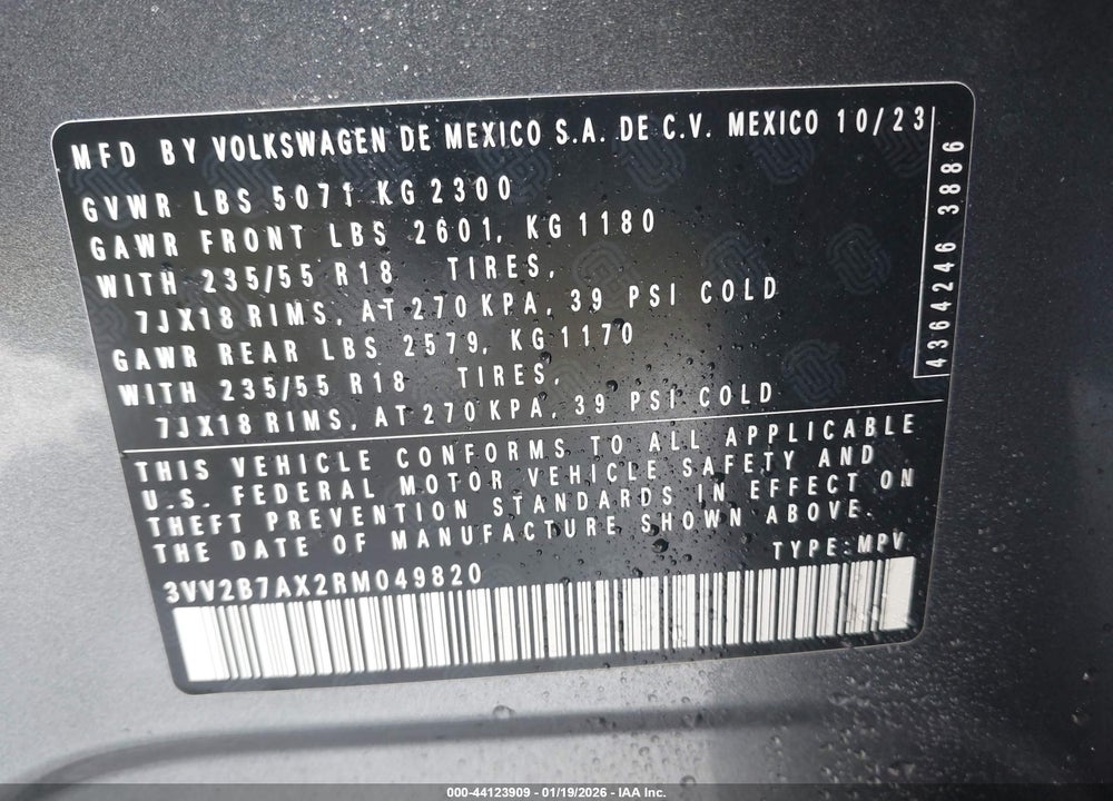 2024 VOLKSWAGEN TIGUAN 2.0T SE/2.0T WOLFSBURG EDITION VIN: 3VV2B7AX2RM049820
