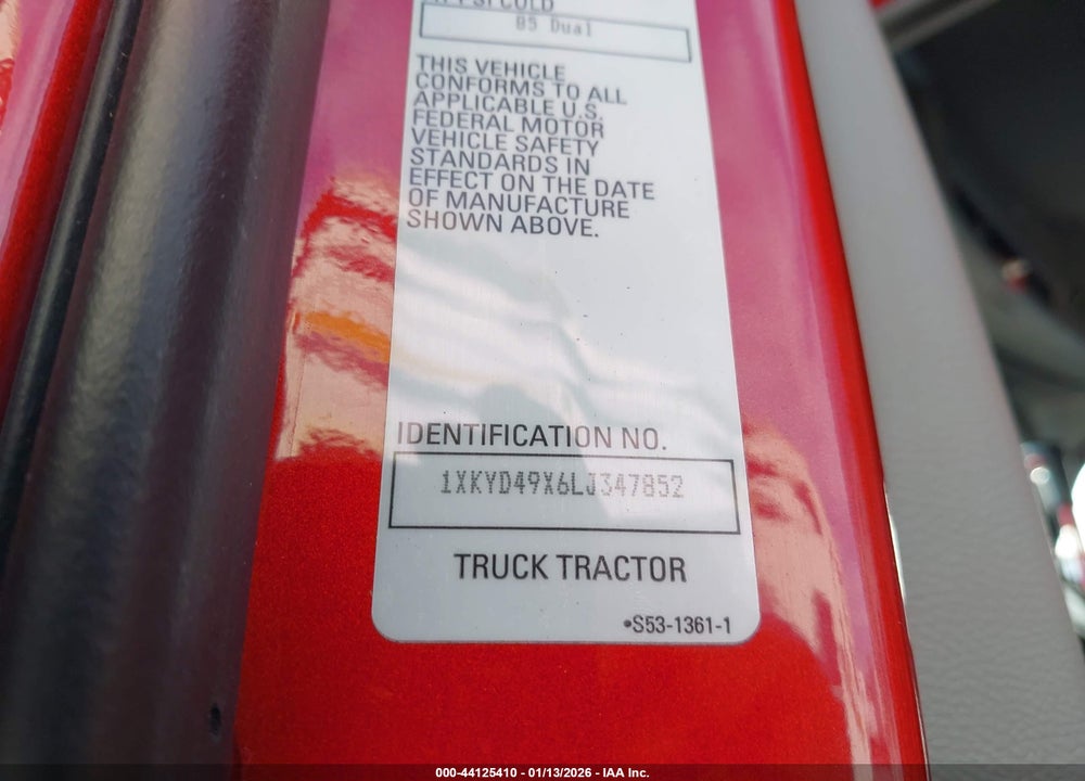 2020 KENWORTH T680 VIN: 1XKYD49X6LJ347852