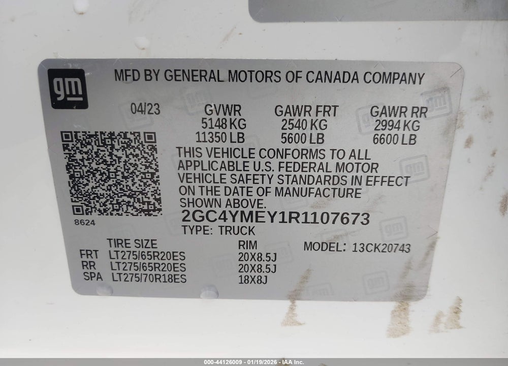 2024 CHEVROLET SILVERADO 2500HD 4WD  STANDARD BED CUSTOM VIN: 2GC4YMEY1R1107673