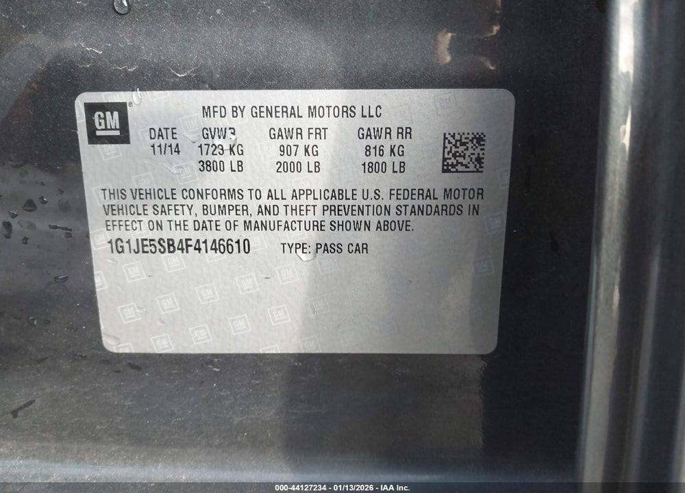 2015 CHEVROLET SONIC LTZ AUTO VIN: 1G1JE5SB4F4146610