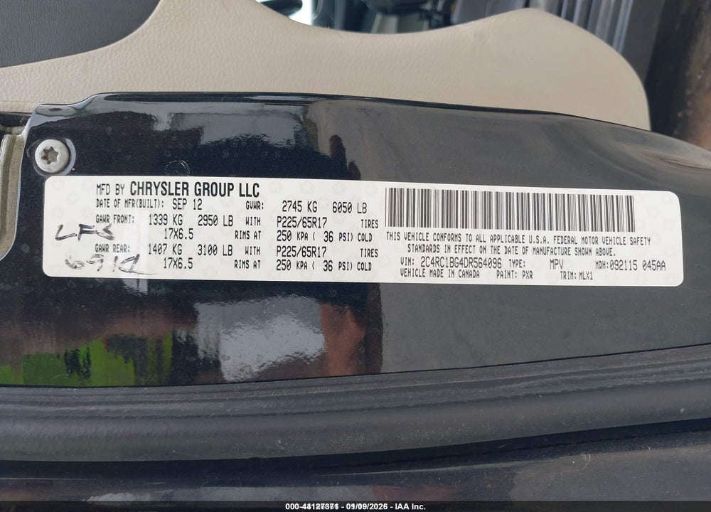 2013 CHRYSLER TOWN & COUNTRY TOURING VIN: 2C4RC1BG4DR564096