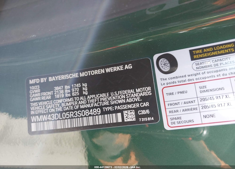 2024 MINI CONVERTIBLE COOPER S VIN: WMW43DL05R3S08489