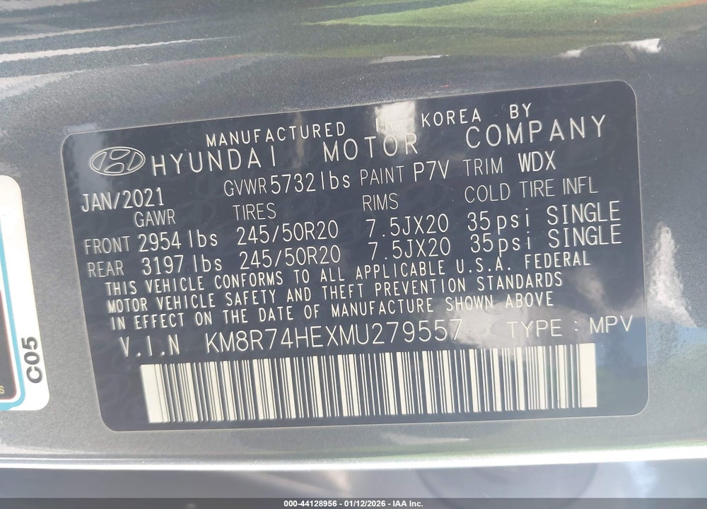 2021 HYUNDAI PALISADE CALLIGRAPHY VIN: KM8R74HEXMU279557