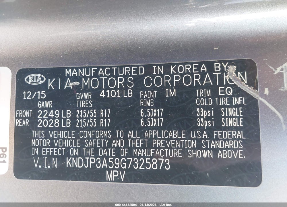 2016 KIA SOUL + VIN: KNDJP3A59G7325873