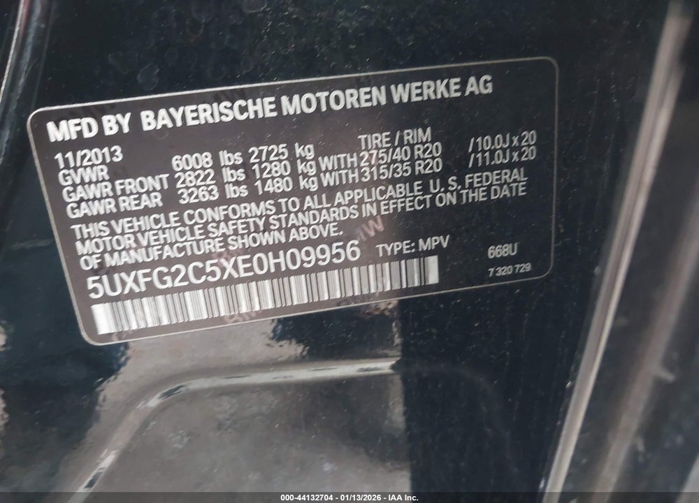 2014 BMW X6 XDRIVE35I VIN: 5UXFG2C5XE0H09956