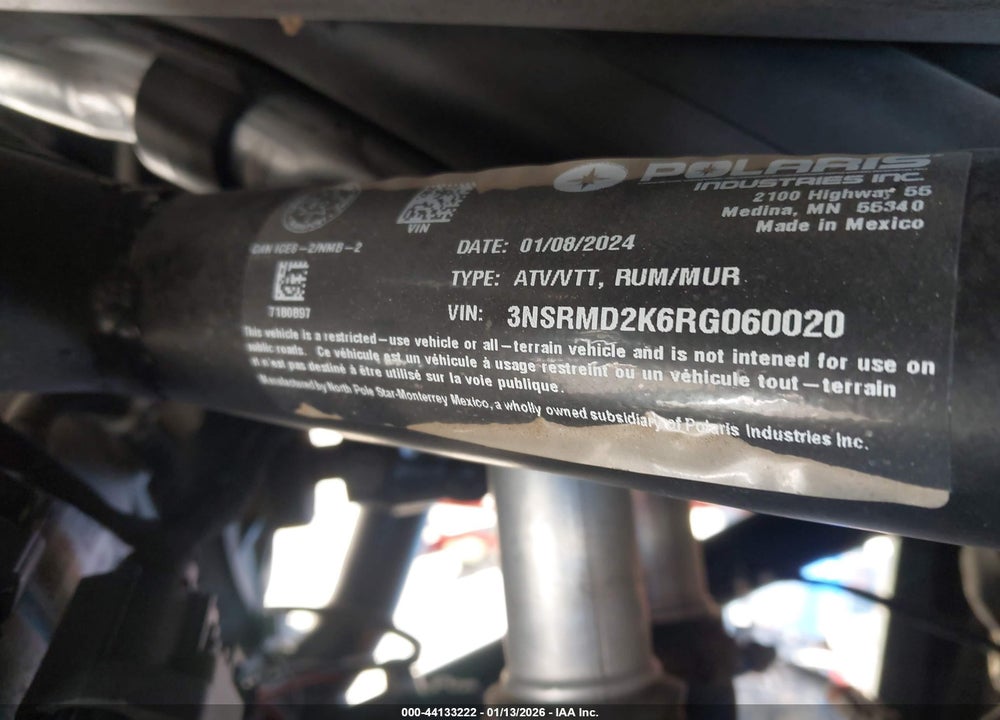 2024 POLARIS RZR PRO R 4 ULTIMATE VIN: 3NSRMD2K6RG060020
