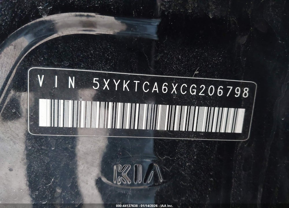 2012 KIA SORENTO LX VIN: 5XYKTCA6XCG206798