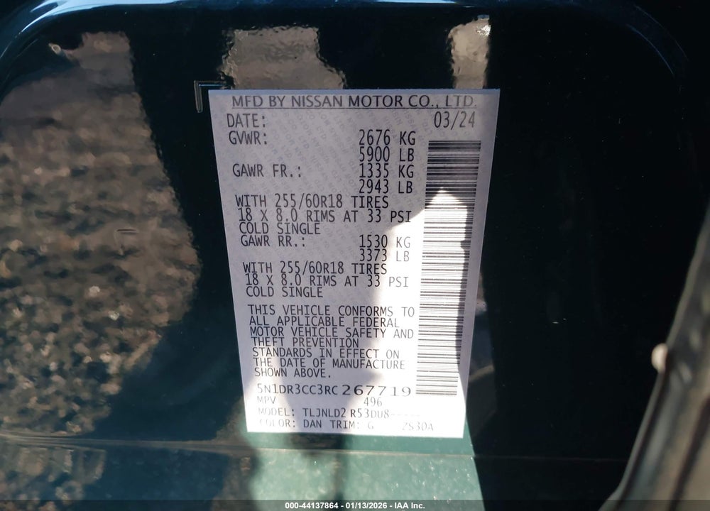 2024 NISSAN PATHFINDER SL 4WD VIN: 5N1DR3CC3RC267719