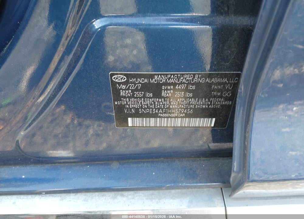 2017 HYUNDAI SONATA SPORT VIN: 5NPE34AF1HH579456
