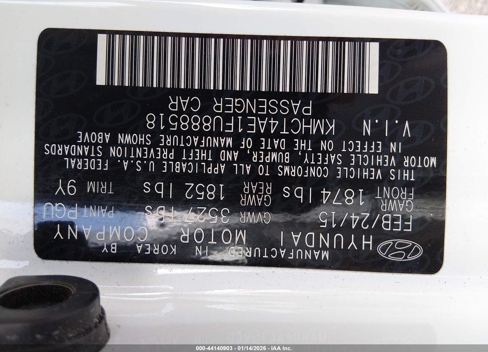 2015 HYUNDAI ACCENT GLS VIN: KMHCT4AE1FU888518