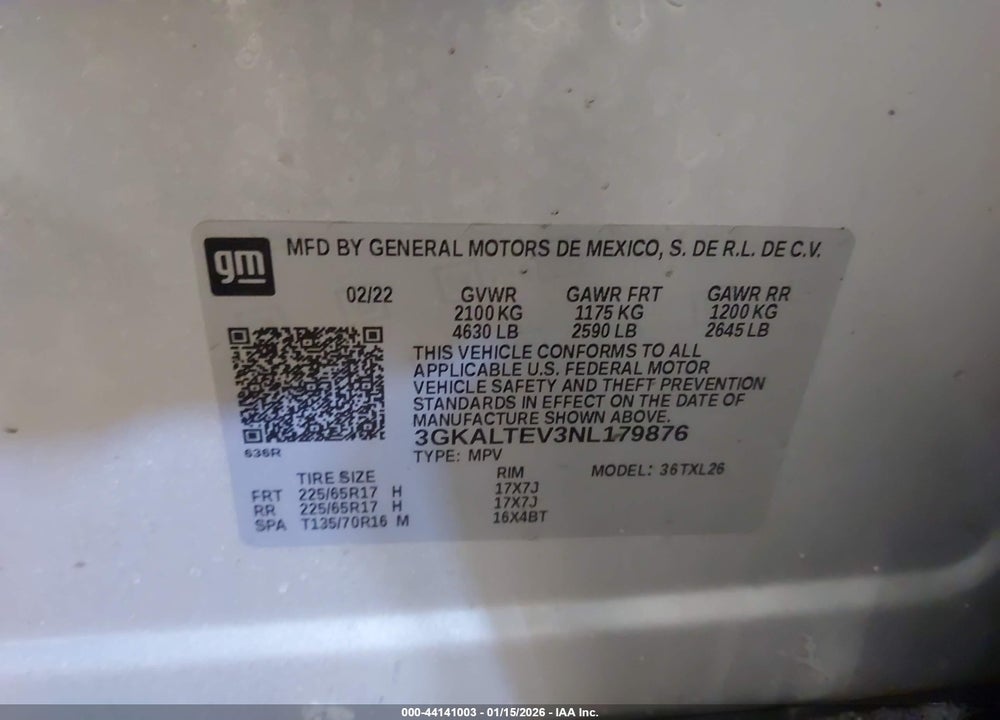 2022 GMC TERRAIN AWD SLE VIN: 3GKALTEV3NL179876