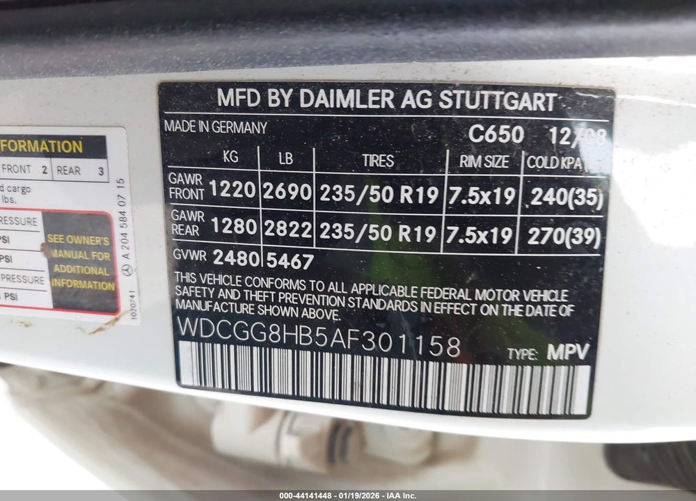 2010 MERCEDES-BENZ GLK 350 4MATIC VIN: WDCGG8HB5AF301158