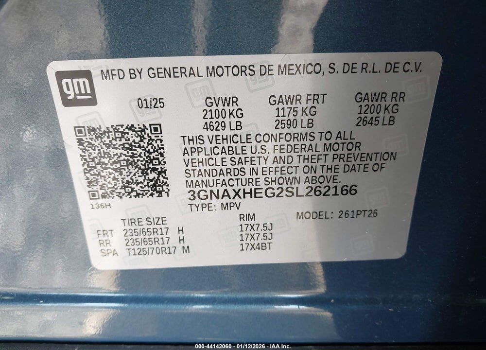 2025 CHEVROLET EQUINOX FWD LT VIN: 3GNAXHEG2SL262166