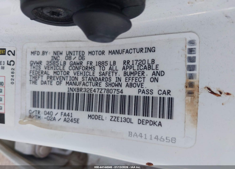 2007 TOYOTA COROLLA CE VIN: 1NXBR32E47Z780754