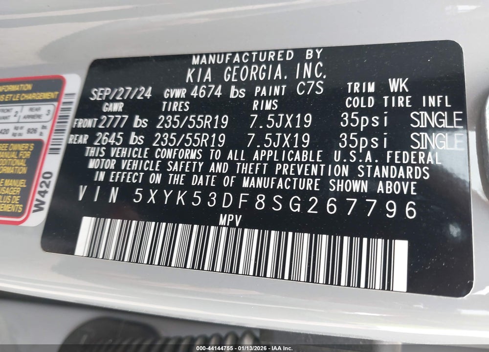 2025 KIA SPORTAGE SX-PRESTIGE VIN: 5XYK53DF8SG267796