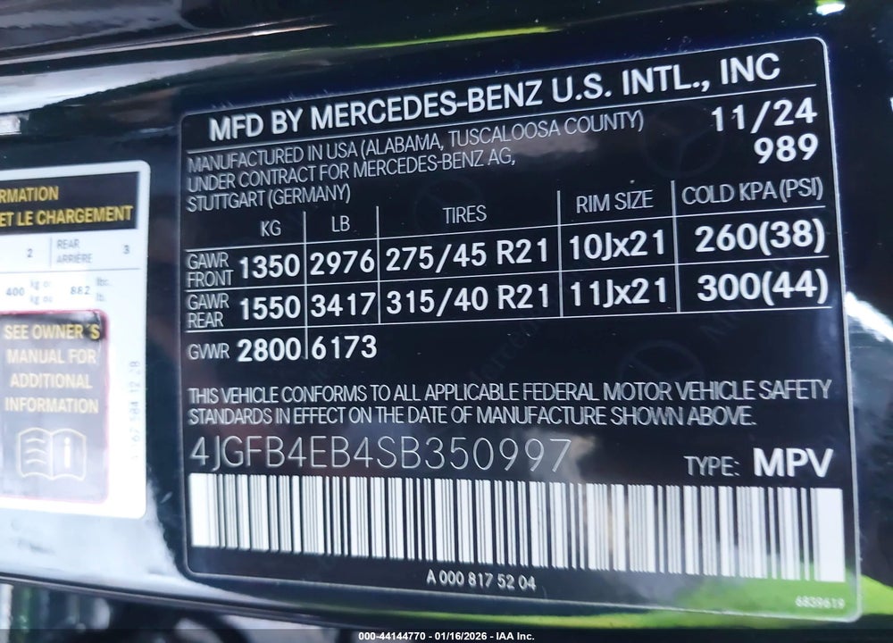2025 MERCEDES-BENZ GLE 350 VIN: 4JGFB4EB4SB350997