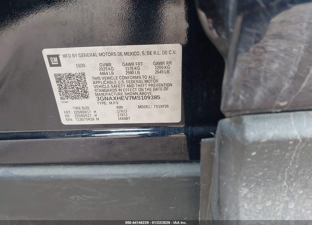 2021 CHEVROLET EQUINOX FWD LS VIN: 3GNAXHEV7MS109385
