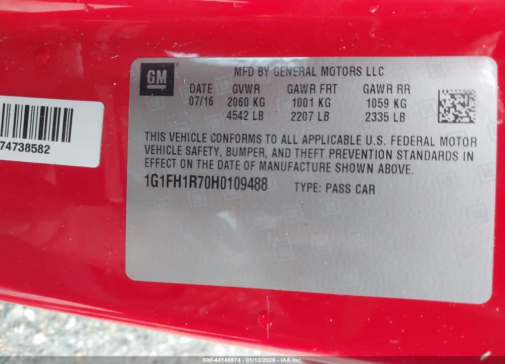 2017 CHEVROLET CAMARO 2SS VIN: 1G1FH1R70H0109488