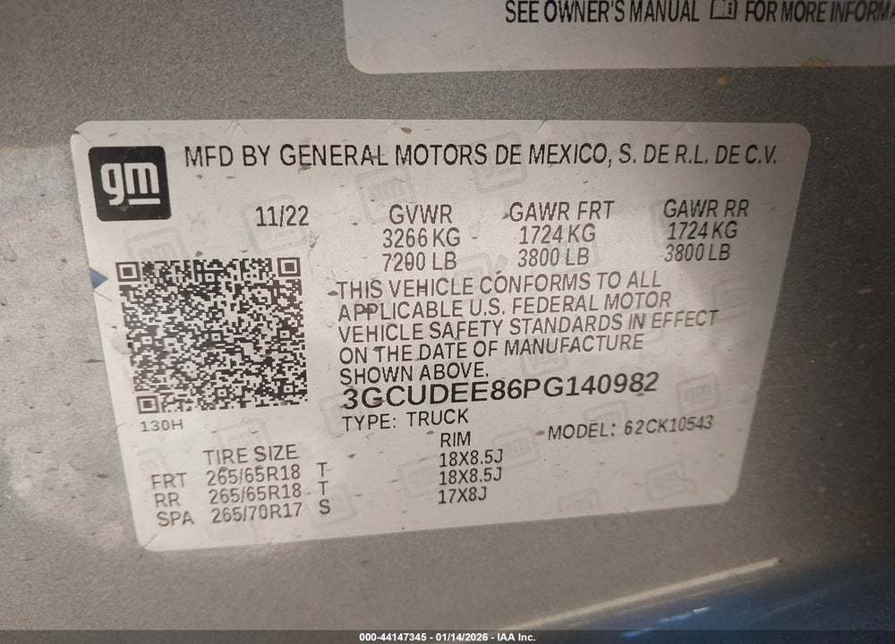 2023 CHEVROLET SILVERADO 1500 4WD  SHORT BED RST VIN: 3GCUDEE86PG140982