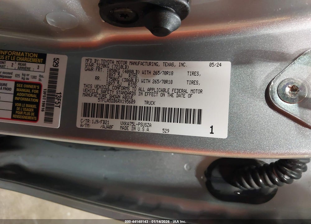 2024 TOYOTA TUNDRA SR5 VIN: 5TFLA5DB6RX195609