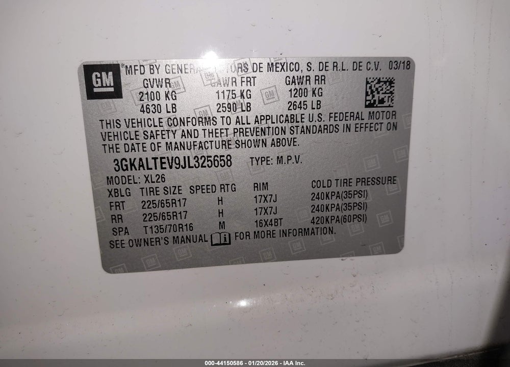 2018 GMC TERRAIN SLE VIN: 3GKALTEV9JL325658