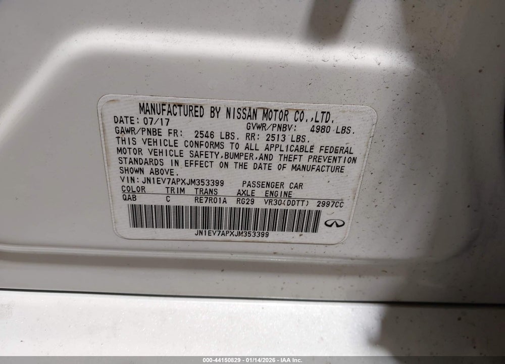 2018 INFINITI Q50 3.0T LUXE VIN: JN1EV7APXJM353399