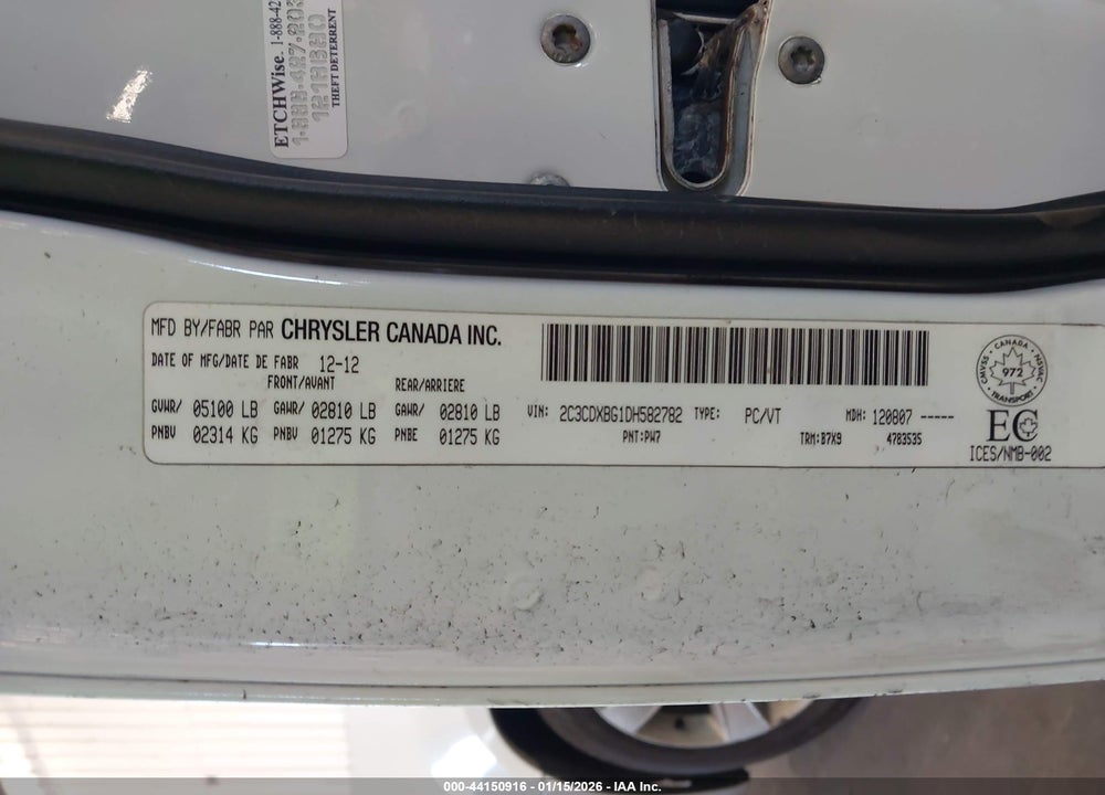 2013 DODGE CHARGER SE VIN: 2C3CDXBG1DH582782