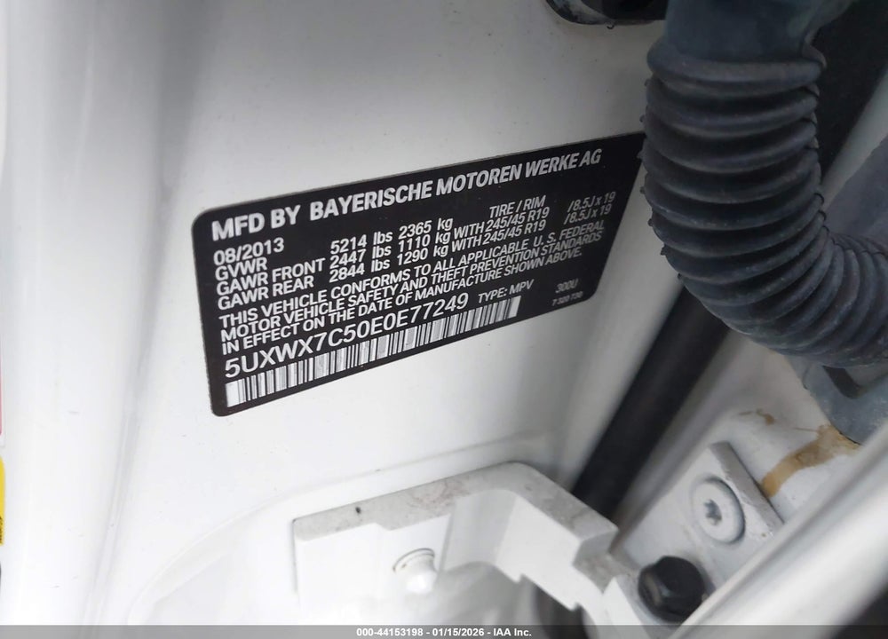 2014 BMW X3 XDRIVE35I VIN: 5UXWX7C50E0E77249
