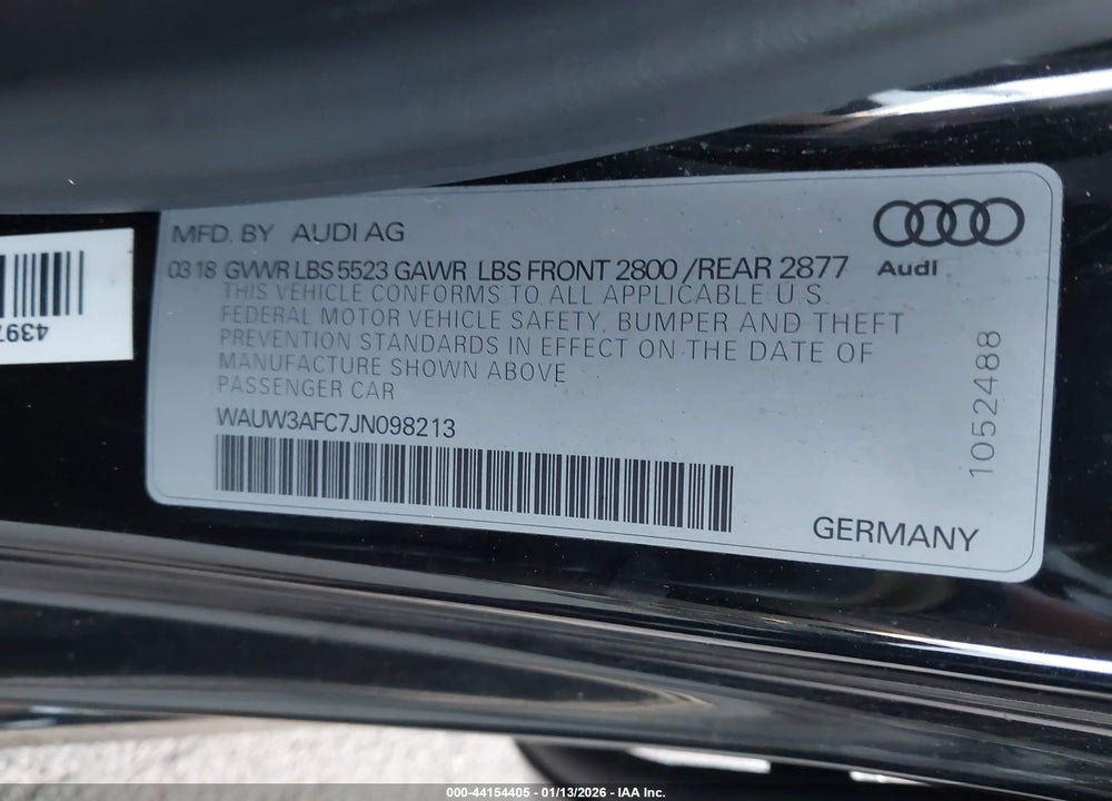 2018 AUDI A7 3.0T PREMIUM PLUS VIN: WAUW3AFC7JN098213