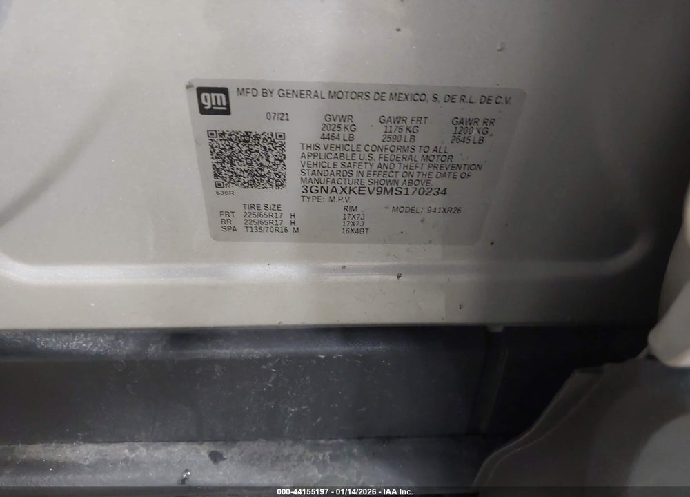 2021 CHEVROLET EQUINOX FWD LT VIN: 3GNAXKEV9MS170234