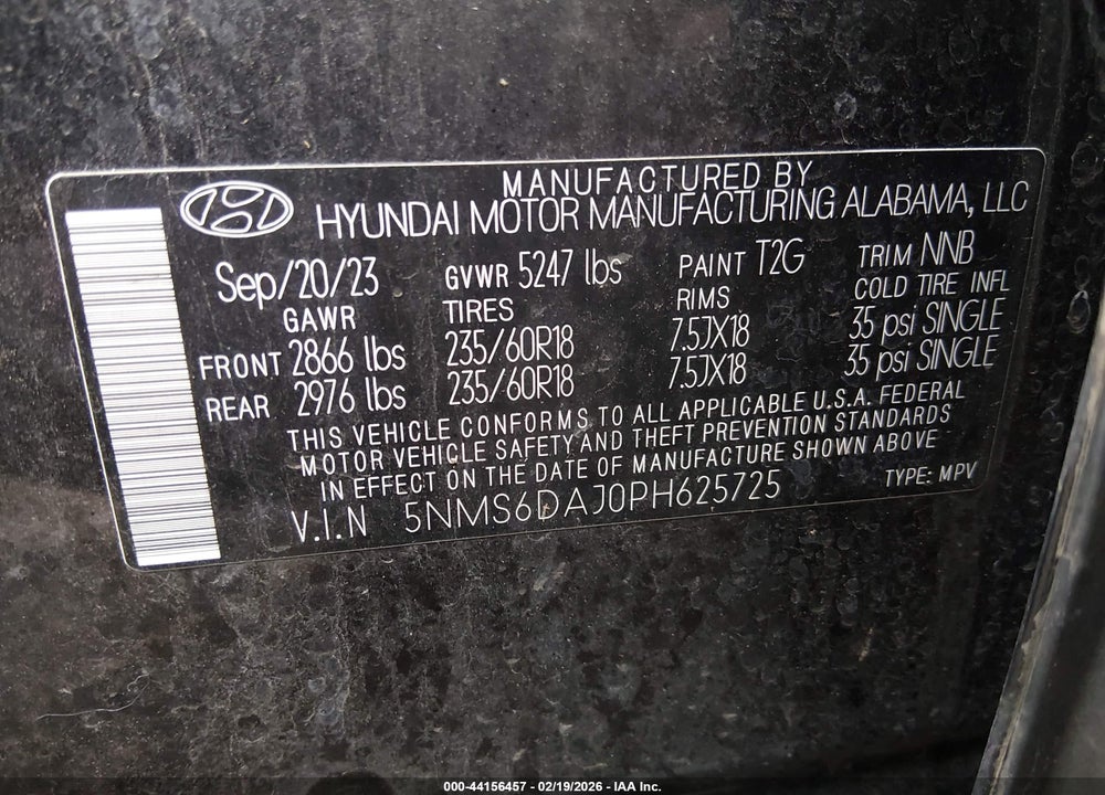 2023 HYUNDAI SANTA FE XRT VIN: 5NMS6DAJ0PH625725