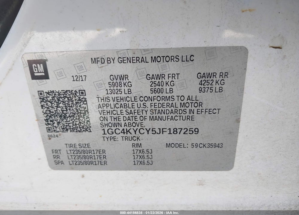 2018 CHEVROLET SILVERADO 3500HD WT VIN: 1GC4KYCY5JF187259