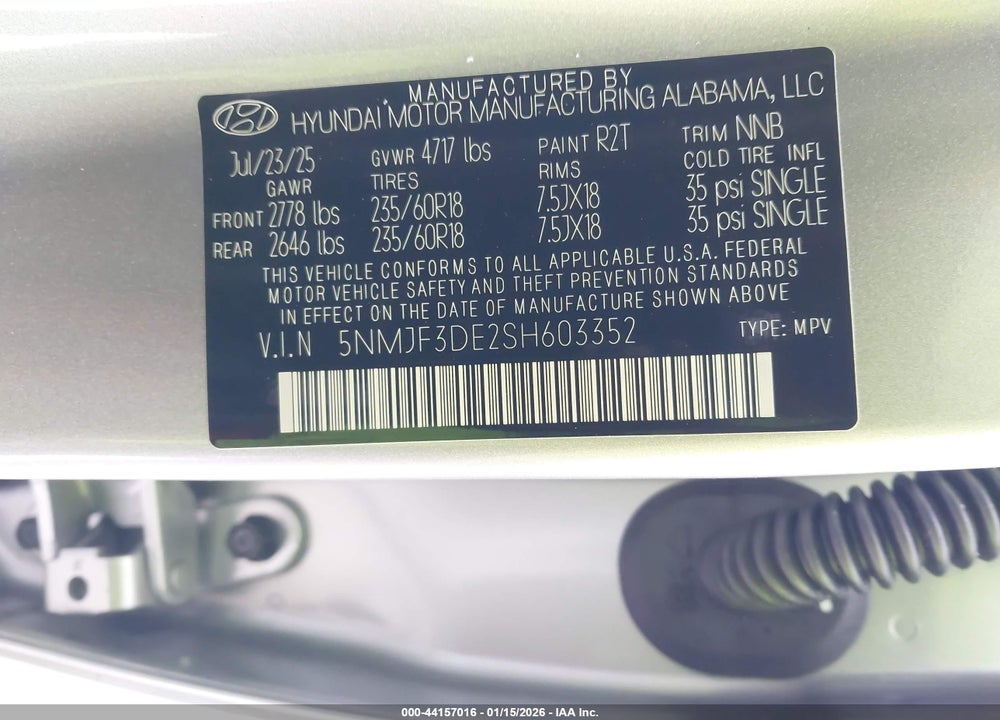 2025 HYUNDAI TUCSON XRT VIN: 5NMJF3DE2SH603352